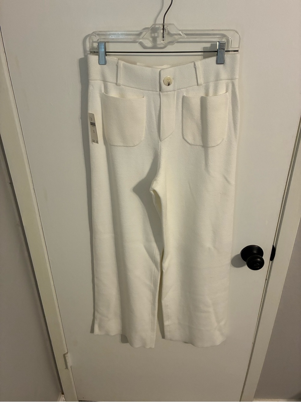 Maeve Cream Colette high rise, wide leg, full length pants